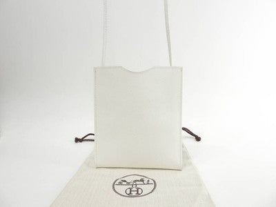 HERMES ONIMETOU POCHETTE LEATHER WHITE CROSSBODY BAG SHOULDERBAG WITH STORAGEBAG