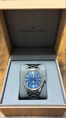 HAMILTON KHAKI FIELD TITANIUM AUTO H70545140 42MM BLUE DIAL WATCH BOX USED