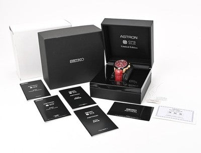 SEIKO ASTRON SBXB080 GPS SOLAR MEN'S WRISTWATCH ROUND FACE JAPAN MADE DIAL: RED