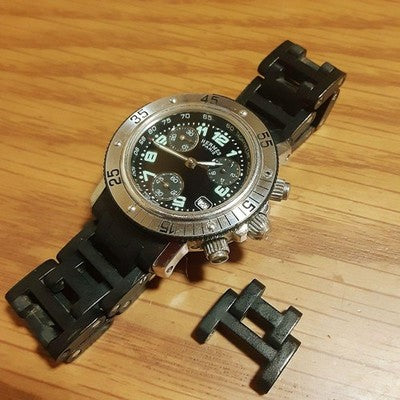 HERMES CLIPPER DIVER CHRONOGRAPH CL2.315 QUARTZ DATE STEEL UNISEX WATCH USED