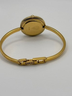 GUCCI CHANGE BEZEL 12 COLORS GOLD WOMEN'S WATCH M SIZE WORKING BEAUTIFUL