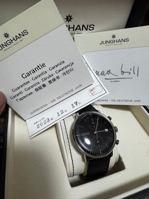 JUNGHANS 027 4601 00 CHRONOGRAPH BLACK MEN'S WRISTWATCH ROUND FACE GERMAN MADE