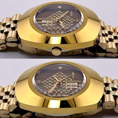 RADO DIASTAR 636.0013.3 AUTOMATIC GOLD CASE BROWN DIAL DIAMOND INDEX 35MM WATCH