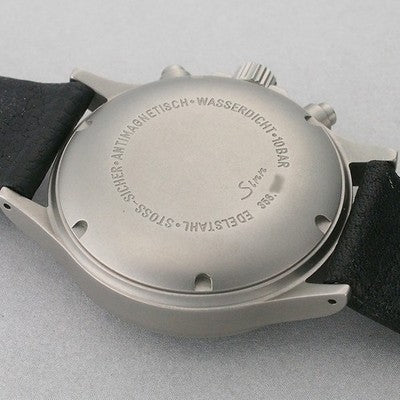 SINN 356 EURO FLIEGER CHRONOGRAPH AUTO BLACK DIAL W/ LEATHER STRAP PILOT WATCH