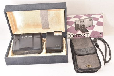 CONTAX T FIRST GENERATION COMPACT FILM CAMERA WITH FLASH, BLACK, AS IS