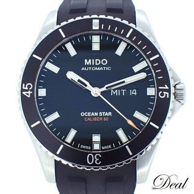 MIDO OCEAN STAR M026.430 AUTOMATIC BLACK DIAL RUBBER BAND STAINLESS MEN WATCH