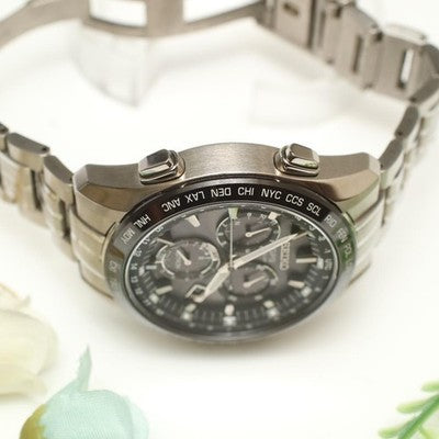 SEIKO ASTRON SBXB003 GPS SOLAR CHRONOGRAPH TITANIUM BLACK DUAL TIME WATCH