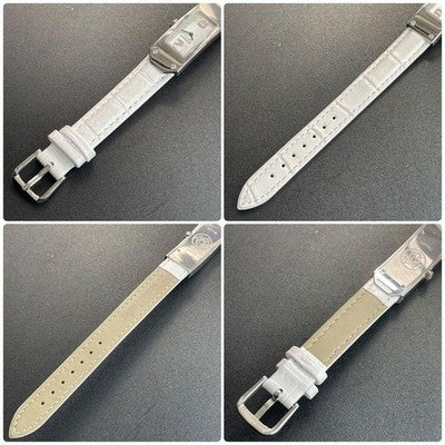 HERMES KELLY 2 KT1.230 QUARTZ WHITE SHELL 4P DIAMOND SILVER STEEL WATCH USED