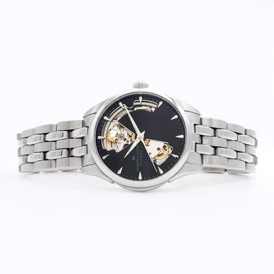 HAMILTON JAZZMASTER OPEN HEART AUTO H32215130 36MM BLACK DIAL STEEL WATCH USED