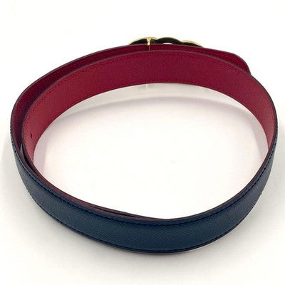 HERMES HORSEBIT REVERSIBLE LEATHER BELT SIZE 70 NAVY RED GOLD BUCKLE BOX