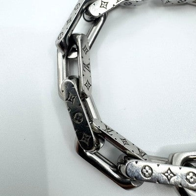 LOUIS VUITTON COLLIER CHAIN MONOGRAM BRACELET SILVER METAL MEN LUXURY AUTHENTIC