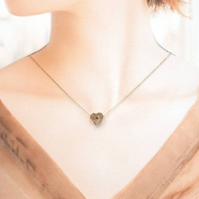 GEM KELLY HEART DIAMOND 0.31CT 0.14CT K18PG NECKLACE PINK GOLD EXCELLENT+++++