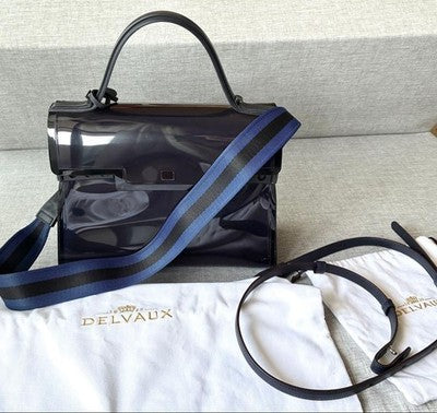 DELVAUX THE TEMPTE DARK NIGHT PRUSSIAN BLUE X BLACK WITH DUST BAG