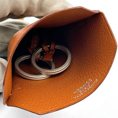 HERMES CLOCCHETTE KEY RING LEATHER NECKLACE BROWN C MARGIELA WITH BOX AUTHENTIC