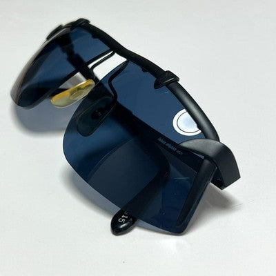 ISSEY MIYAKE MEN VINTAGE SUNGLASSES MATTE BLACK BLUE LENS RARE EARLY LOGO