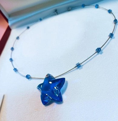 BACCARAT NECKLACE PENDANT STAR COLOR BLUE 16.5 INCH WOMEN ACCESSORIES NEAR MINT