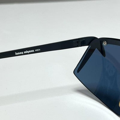 ISSEY MIYAKE MEN VINTAGE SUNGLASSES MATTE BLACK BLUE LENS RARE EARLY LOGO
