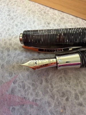 VISCONTI WALL STREET FOUNTAIN PEN, GREY, FINE NIB, UNUSED W/ BOX DEGRADATION