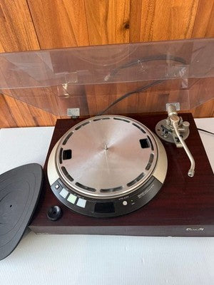 DENON DP-55L DIRECT DRIVE TURNTABLE RECORD PLAYER TESTED FOR PARTS REPAIR