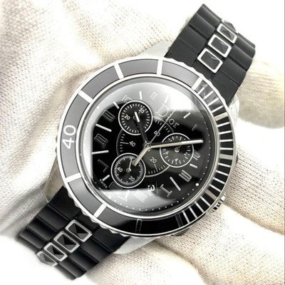 CHRISTIAN DIOR CHRISTAL CD114317 CHRONOGRAPH DATE QUARTZ 38MM BLACK DIAL WATCH