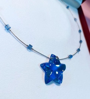 BACCARAT NECKLACE PENDANT STAR COLOR BLUE 16.5 INCH WOMEN ACCESSORIES NEAR MINT