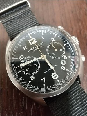 HAMILTON KHAKI PILOT PIONEER CHRONOGRAPH H764560 AUTOMATIC BLACK DIAL 41MM