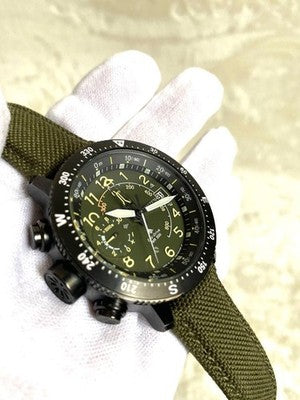 CITIZEN PROMASTER LAND ALTICHRON BN4046-10X ECO-DRIVE GREEN ALTIMETER WATCH