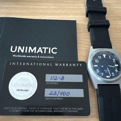 UNIMATIC U2-B MODELLO DUE LIMITED 400 AUTOMATIC WATCH ITALY BOX PAPERS