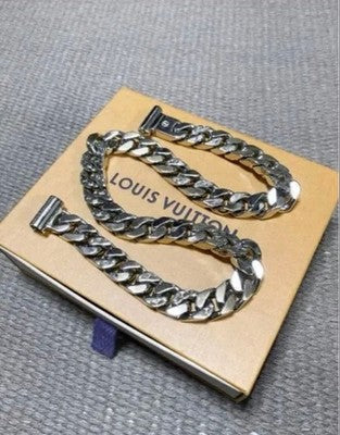 LOUIS VUITTON MONOGRAM CHAIN NECKLACE BRACELET SET M69987 SILVER
