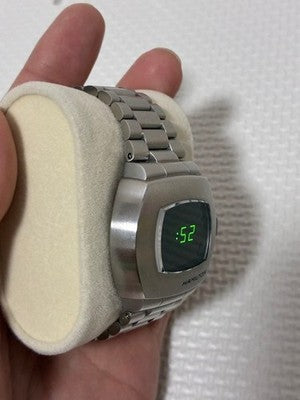 HAMILTON H524140 DIGITAL WATCH PSR PULSAR SILVER GREEN TEXT AUTHENTIC