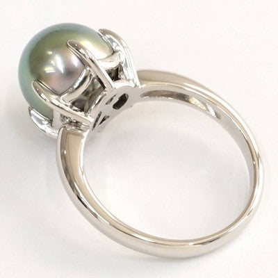 TASAKI PEARL SOUTH SEA BLACK PEARL 9.7MM PT900 RING APPROXIMATELY 10.5 SIZE