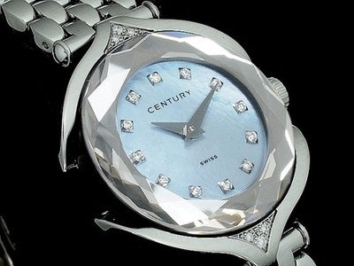 CENTURY AFFINITY WITH GENUINE DIAMONDS 632.7.S.22.16.SK SHELL DIAL SS WATCH USED