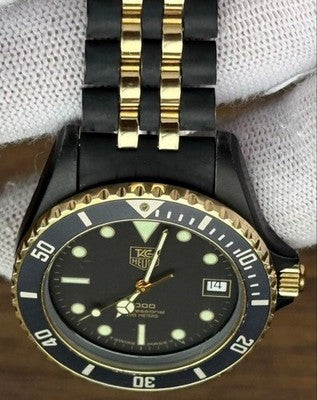 TAG HEUER 1000 PROFESSIONAL 200M 980.029N MEN'S WATCH BLACK GOLD VINTAGE