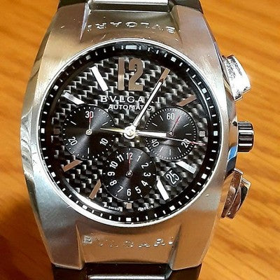 BVLGARI ERGON CHRONOGRAPH EG40S CH AUTOMATIC BLACK DIAL LEATHER MEN'S WATCH USED