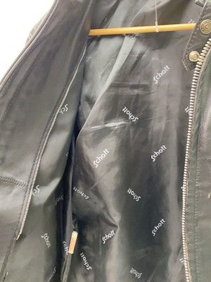 SCHOTT SINGLE RIDER JACKET, SIZE 36, LEATHER, BLACK, SOLID COLOR, 641