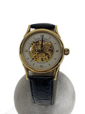 REVUE THOMMEN 4412006 SKELETON HAND WIND WATCH GOLD DIAL SWISS MADE