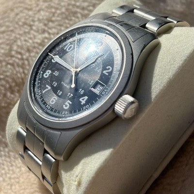 HAMILTON KHAKI FIELD QUARTZ H684112 H64410 38MM BLACK DIAL STAINLESS STEEL WATCH