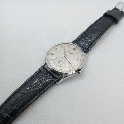 LONGINES VINTAGE MANUAL WINDING 7033-6 12.68Z 34MM SILVER DIAL WATCH 1950S