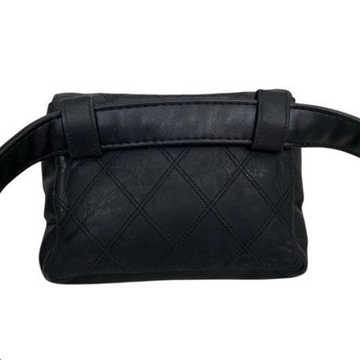 CHANEL BODY/BELT BAG, WAIST POUCH, MATELASSÉ, BLACK, LEATHER WOMEN GENUINE ITAL
