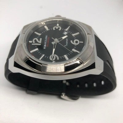 VICEROY FC BARCELONA CHAMPIONS WATCH BLACK & SILVER USED FROM JAPAN SOCCER