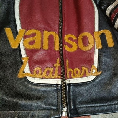 VANSON ONE STAR LEATHER JACKET NO PATCHES RARE BLACK/RED SIZE 38 MADE IN USA