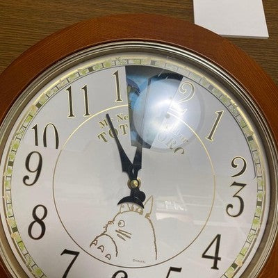 MY NEIGHBOR TOTORO MUSICAL MOTION WALL CLOCK - WORKING, WOOD TONE FRAME, STUDIO