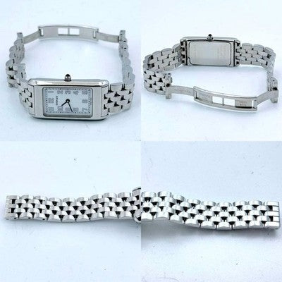 TIFFANY CLASSIC ARABIC RECTANGULAR WATCH STAINLESS STEEL WHITE DIAL BATTERY