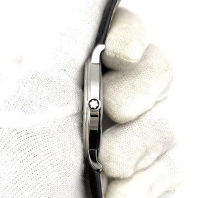 MONTBLANC TRADITION DATE 7336 MEN WATCH QUARTZ SILVER DIAL BOX EXCELLENT