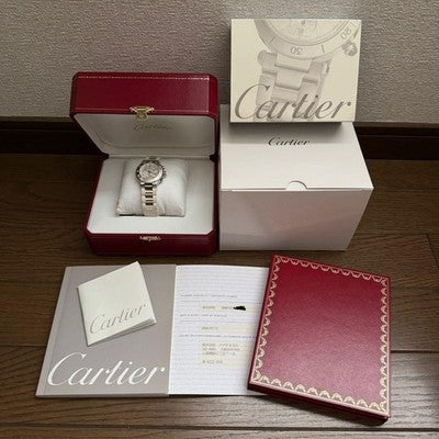 CARTIER CHRONOSCAPH SM W10197U2 QUARTZ WATCH WHITE DIAL STEEL RUBBER BOX