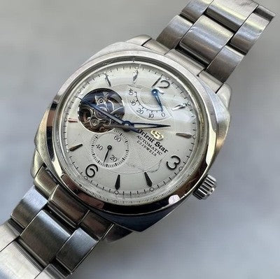 ORIENT STAR WZ0011FH OPEN HEART AUTOMATIC WATCH WHITE GUILLOCHE DIAL CUSHION