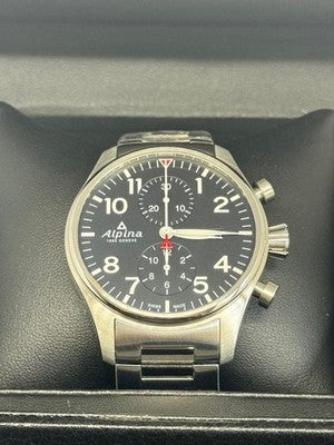 ALPINA STARTIMER PILOT CHRONOGRAPH AL-725B4S6B AUTOMATIC 44MM BLACK DIAL