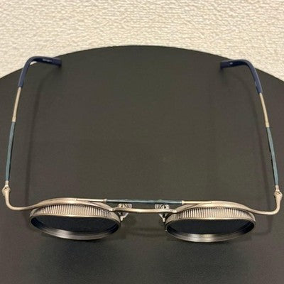 MATSUDA 2903H MAS ROUND SUNGLASSES ANTIQUE SILVER BLUE LENS 43-23-140 MINT