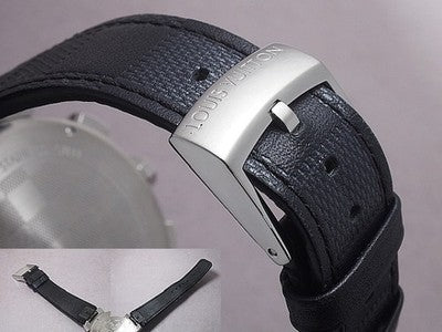 LOUIS VUITTON TAMBOUR CHRONOGRAPH DAMIER GRAPHITE QA094 QUARTZ BLACK DIAL WATCH