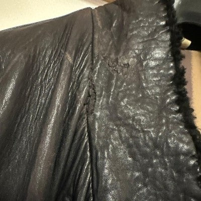 ISSEY MIYAKE VINTAGE 70S 80S LEATHER COAT JACKET FUR COLLAR RARE ARCHIVE JAPAN